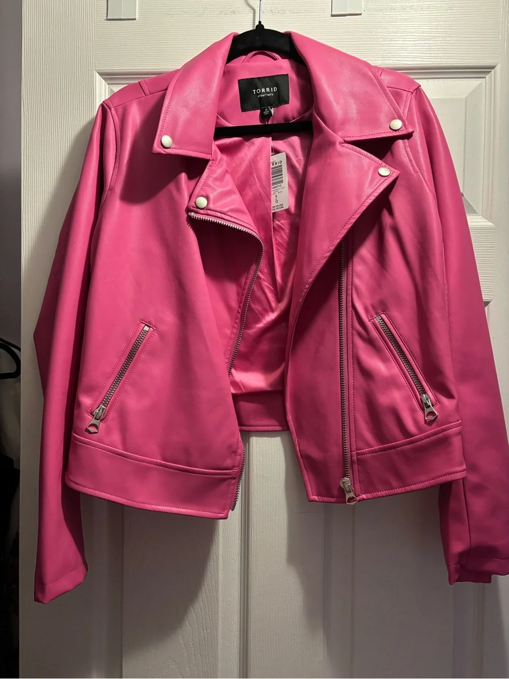 torrid Bright Pink Faux Leather Moto Jacket - Picture 1 of 3